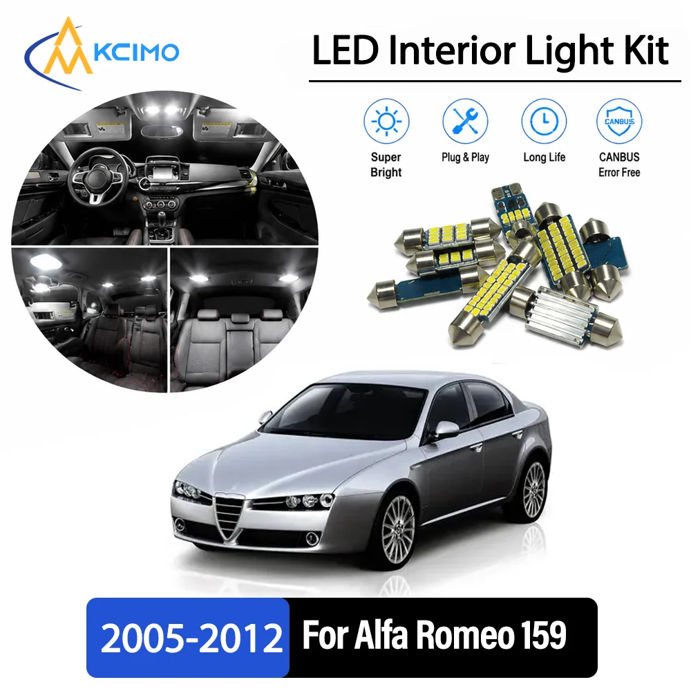 For Alfa Romeo 159 2005-2012 2006 2007 Premium No-Wire Continuous Glow Auto Interior LED Bulb Remodel Set Cabin Refit Lamps
