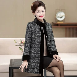 NEW Imitation Mink Velvet Overcoat Middle-aged Elderly Mother High End Fur Coat Winter Thicken Warm Parkas Women Mink Jacket 5XL