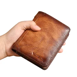 ManBang HOT Genuine Leather Men Wallet Small Mini Card Holder Male Wallet Pocket Retro purse High Quality