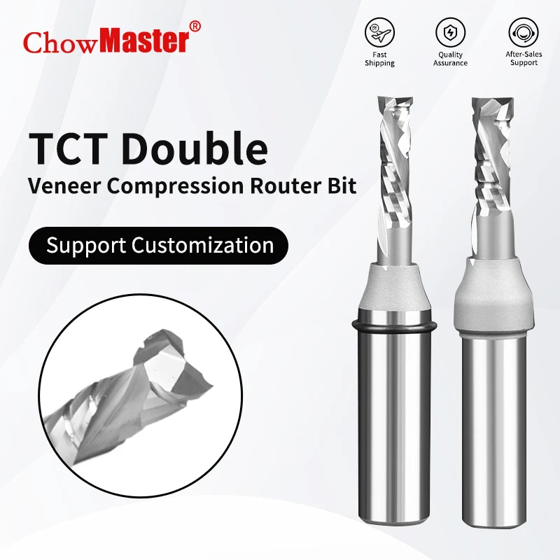 

CHOWMASTER 12.7mm Compound Spiral Router Bit Double Veneer Cutting Knife CNC Engraving Machine Woodworking Cutting Tool