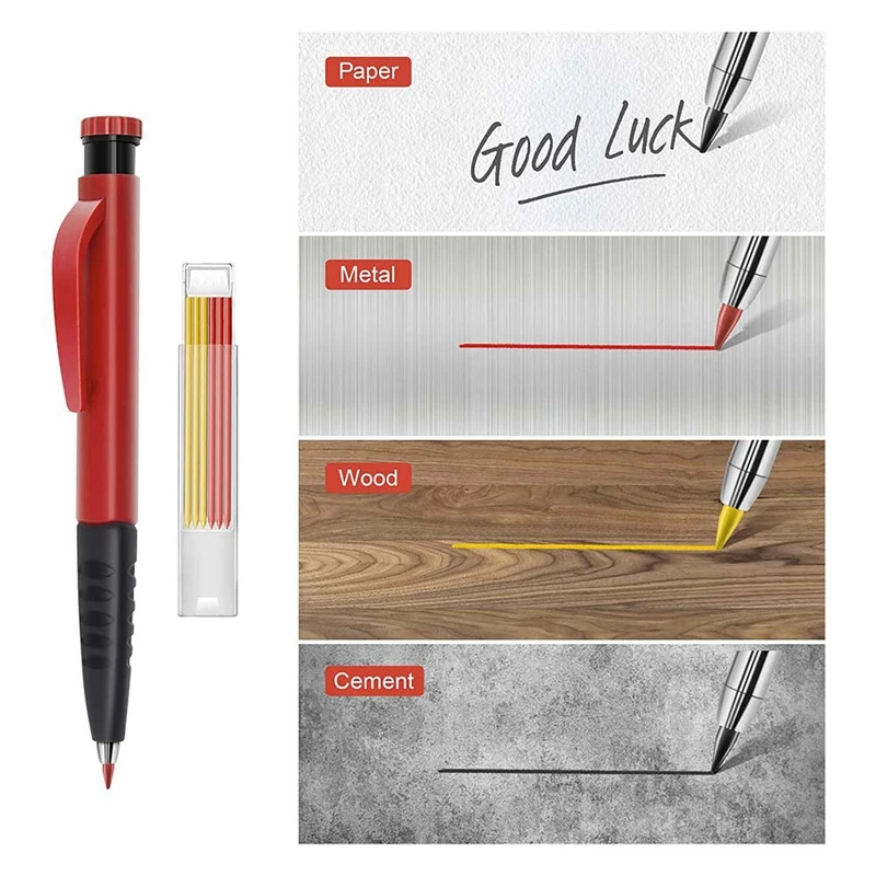 Твердые плотничьи карандаши, набор из 3 предметов, плотничьи карандаши, маркер-карандаш с длинным носом и глубокими отверстиями со встроенной точилкой