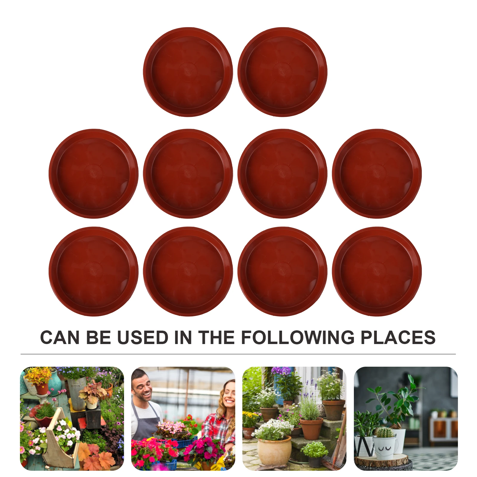

10pcs Flat Edge Flower Pot Tray Durable Plant Saucer Round Garden Plates Anti-Slip Bottom Water Plate For Potted Plants Plastic