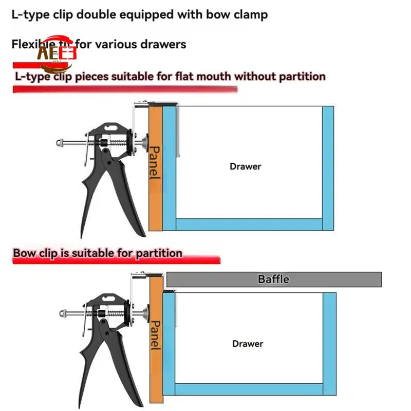 

AEE3-1Pc Drawer Front Installation Clamps,Cabinet Door Clamp Hardware Jig,Multi-Adjustable Drawer Panel Fixing Clamp