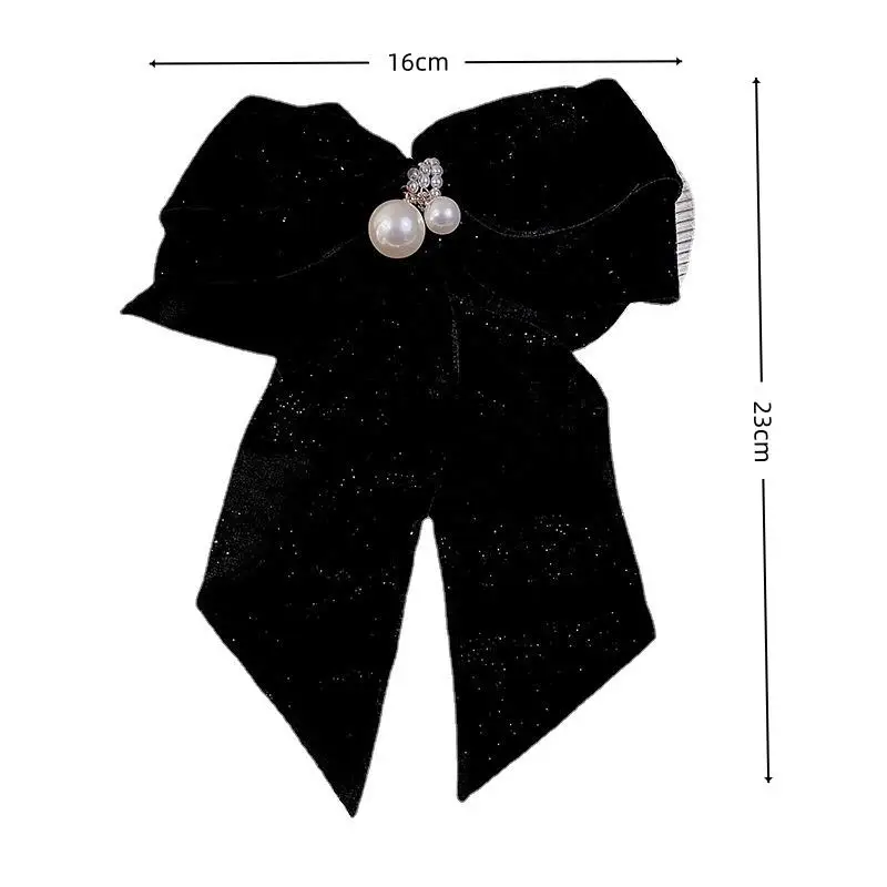 Forcina con fiocco in velluto con temperamento alla moda per donna, dolce copricapo da principessa, fermaglio per capelli sul retro della testa, accessori per capelli di Capodanno