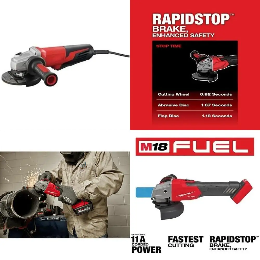 

5-Inch 13-Amp Small Angle Grinder with Slide Lock and Premium Cart Tecfor TPT for Heavy-Duty Applications