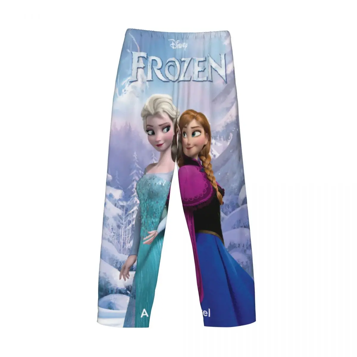 Calças de pijama personalizadas com bolsos, Elsa Lounge Sleep, Stretch Sleepwear, calças para homens, Anna e Elsa, congeladas