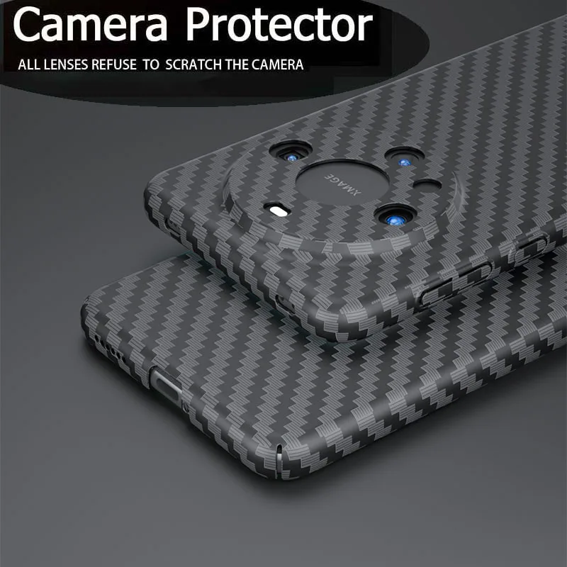 Funda de PC Mate de fibra de carbono para Huawei Mate 60 Pro, carcasa protectora de cámara trasera dura, Ultra delgada, antihuellas dactilares, disipación de calor