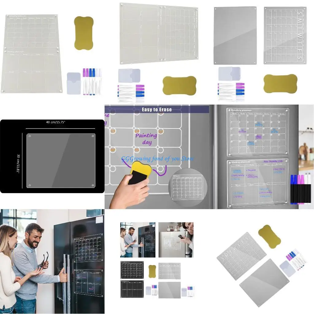 H9EB مخطط تقويم الثلاجة لقائمة تسوق البقالة ومخطط وجبات المطبخ