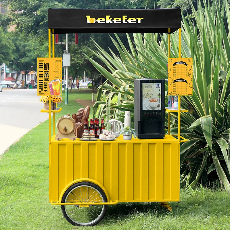 Street Mobile Coffee Bubble Tea Kiosk New Design Cargo Bike Coffee Bike 3 Wheel Coffee Bike