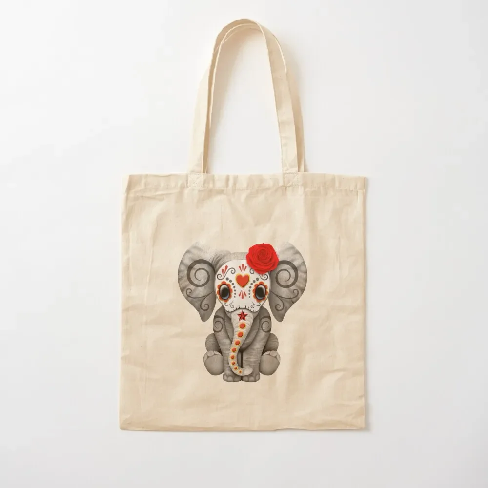 

Red Day of the Dead Sugar Skull Baby Elephant Tote Bag Women bags shopper bag women Tote Bag