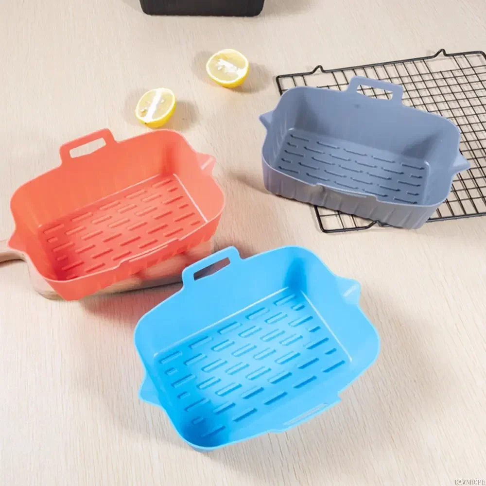 Air Fryer Liner Basket For Air Fryer Reusable Silicone Pot Tray Heat Resistant Food Baking AirFryer Chicken Accessories