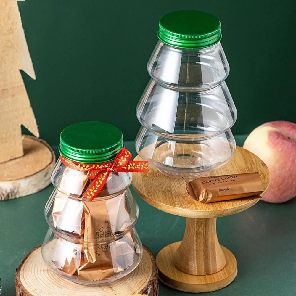 New Christmas Tree Shaped Christmas Candy Jars Home Decor for Wedding Sweet Jar Box Multi-function Snacks Storage Bottle