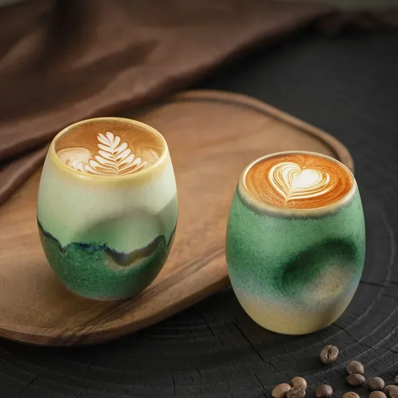 

Green, Qingshan-Semi-Colorful Ceramic Concentrated Coffee Cup, Tea Cups, Master Creative, Slightly Luxury Colored Glaze, 230ml