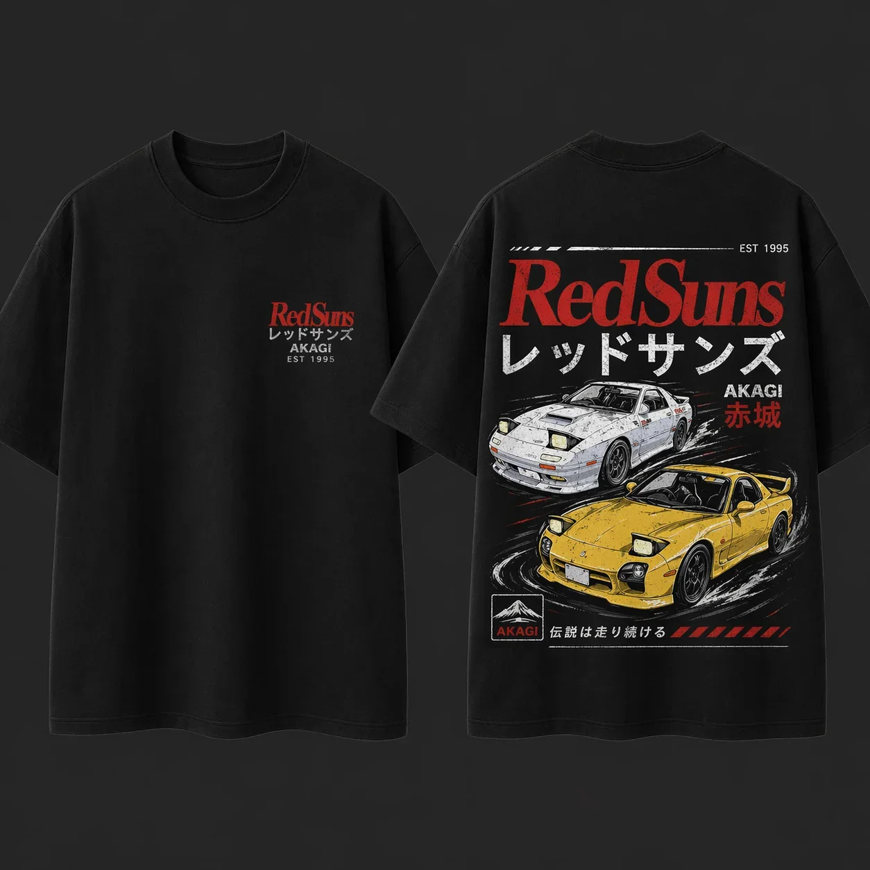 2026 Japanese Anime Akagi Team Short-sleeved Letter Print Pure Cotton T-shirt Japanese Modified Car Clothing for Summer Ins Y2k