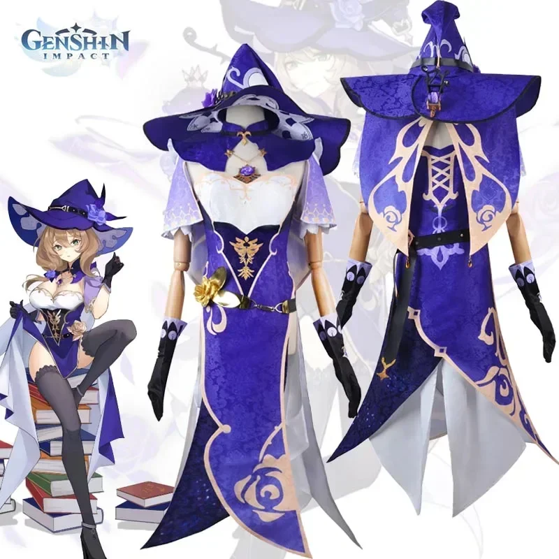 Genshin Impact Lisa Minci Cosplay Costume Game Administrator Hat Dress Outfits Anime Fantasia Suit Halloween Party Clothes Women