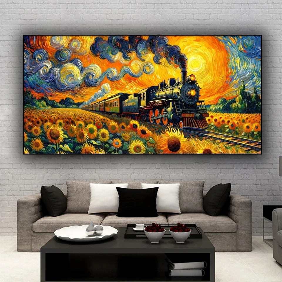 Sunflower Field Train Diamond Painting New 2024 DIY Full Square Round Diamond Mosaic Jewelry cross stitch Art Large Home Decor