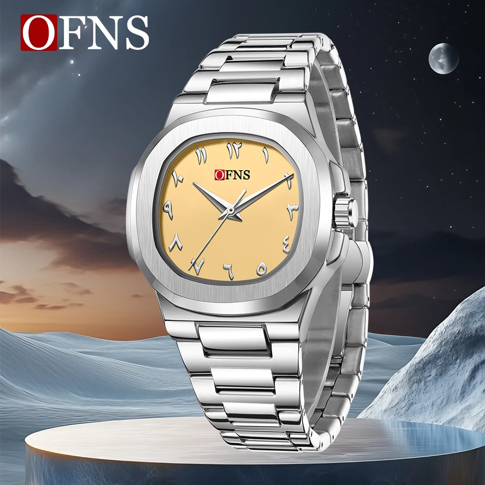 2026 Fashion Ofns Top Brand 1583 Men's Innovative Case Lightweight 80g Dual Dial Design Waterproof Quartz Simple Wrist Watches