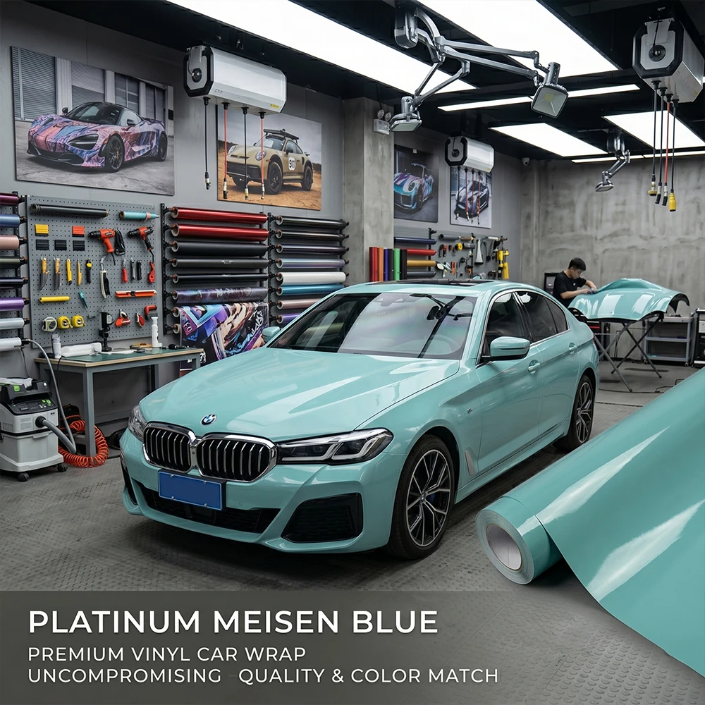 Car Vinyl Wrap Film Premium Meisen Blue Color Modify Cover Bubble Free Air Release DIY Wrapping Film for Vehicle Accessories