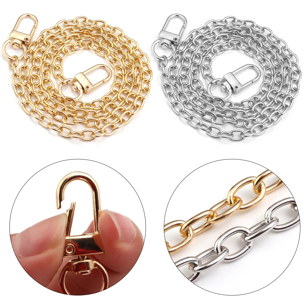 1strand/lot 20/40/80/120cm Silver/Gold Aluminum O-shape Chains Women Bag Chains Strap Handle Dog Chain For DIY Jewelry Making