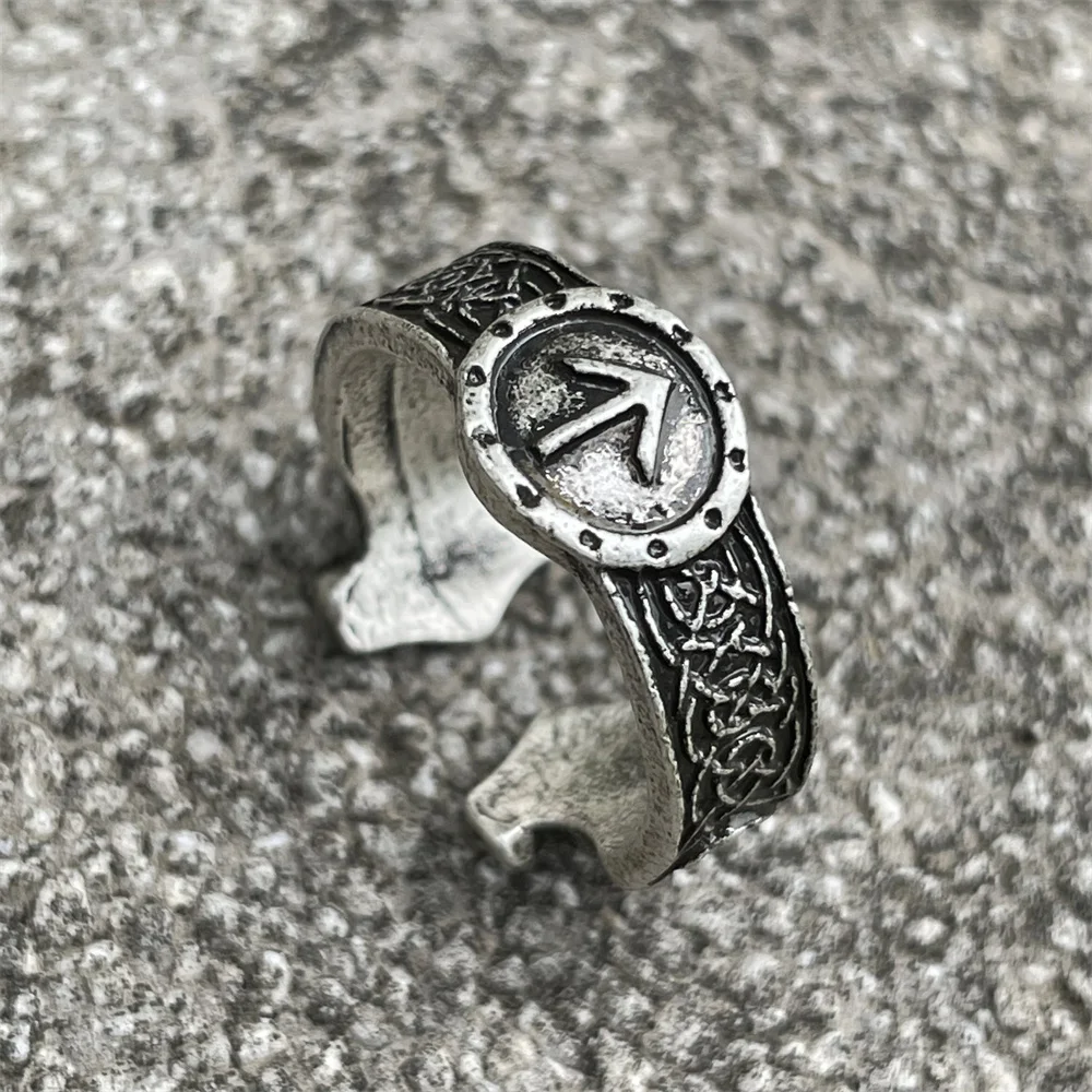 Nostalgia Viking Runes TIWAZ Sowilo Finger Open Ring Gothic Adjustable Rings For Women Men Accessories