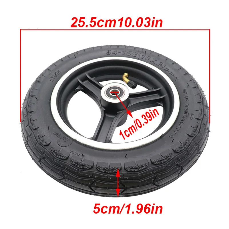 10 Inch Inflatable Wheel Tyre 10x2 Inner Outer Tire with Alloy Rim for Electric Scooter Accessories