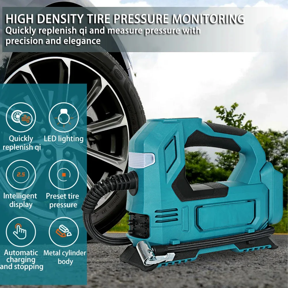 18 В портативный беспроводной электрический воздушный насос с питанием, накачивающий насос для автомобильных шин, шарики, воздушный компрессор,