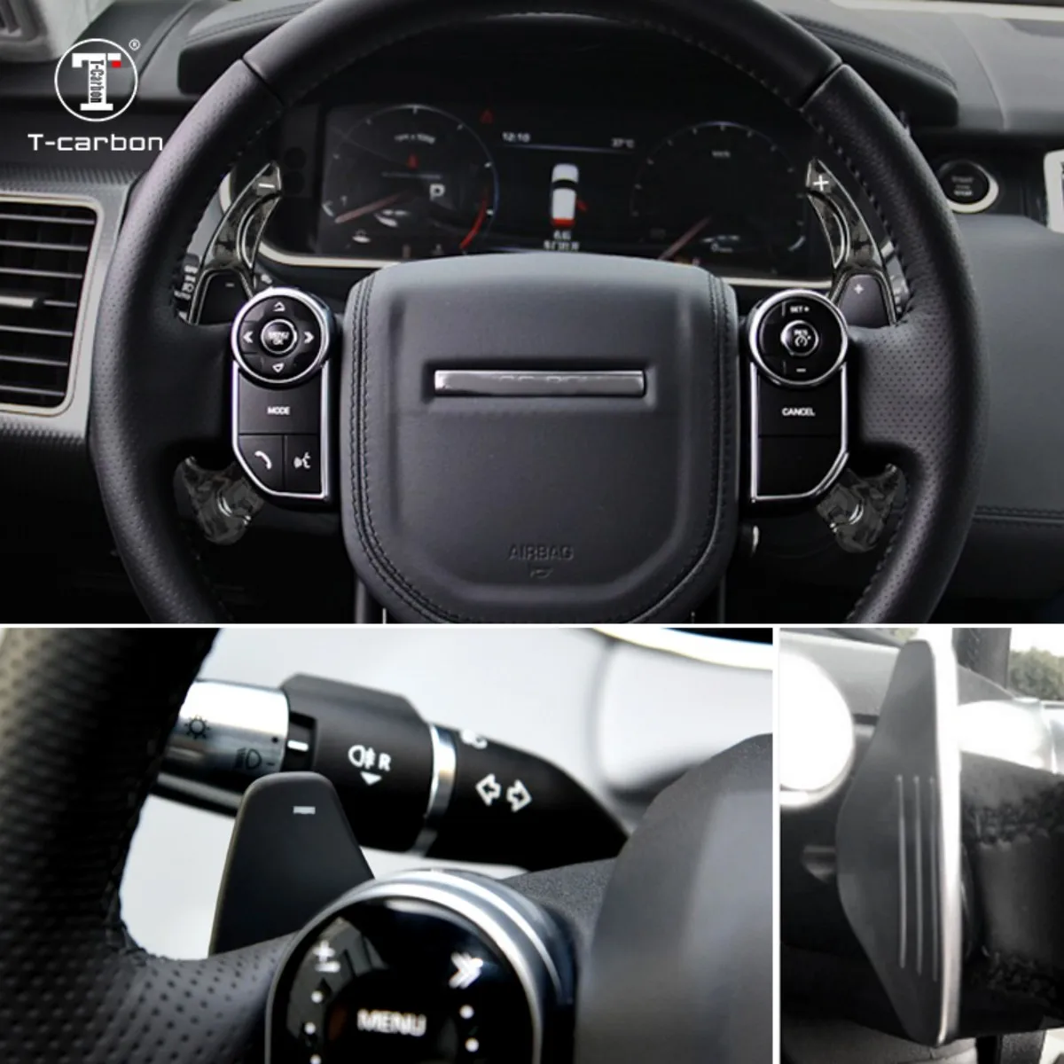 Carbon Fiber Steering Wheel Paddle Shifter For Land Range Rover Evoque Discovery Sport/Jaguar XF XE T-carbon Car Accessories