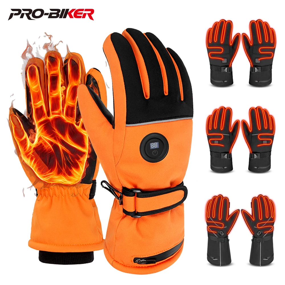

Motorcycle Electric Heated Gloves Winter Waterproof Warm Motorbike Heated Gloves Rechargeable Heating Thermal Gloves Snowmobile