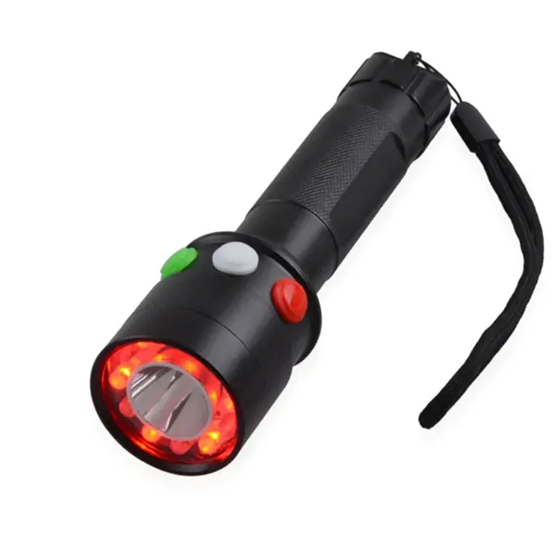 ANYGO Railway Signal Torch LED Three Color Signal Emergency Light Rechargeable Battery High power Aluminum Flashlight