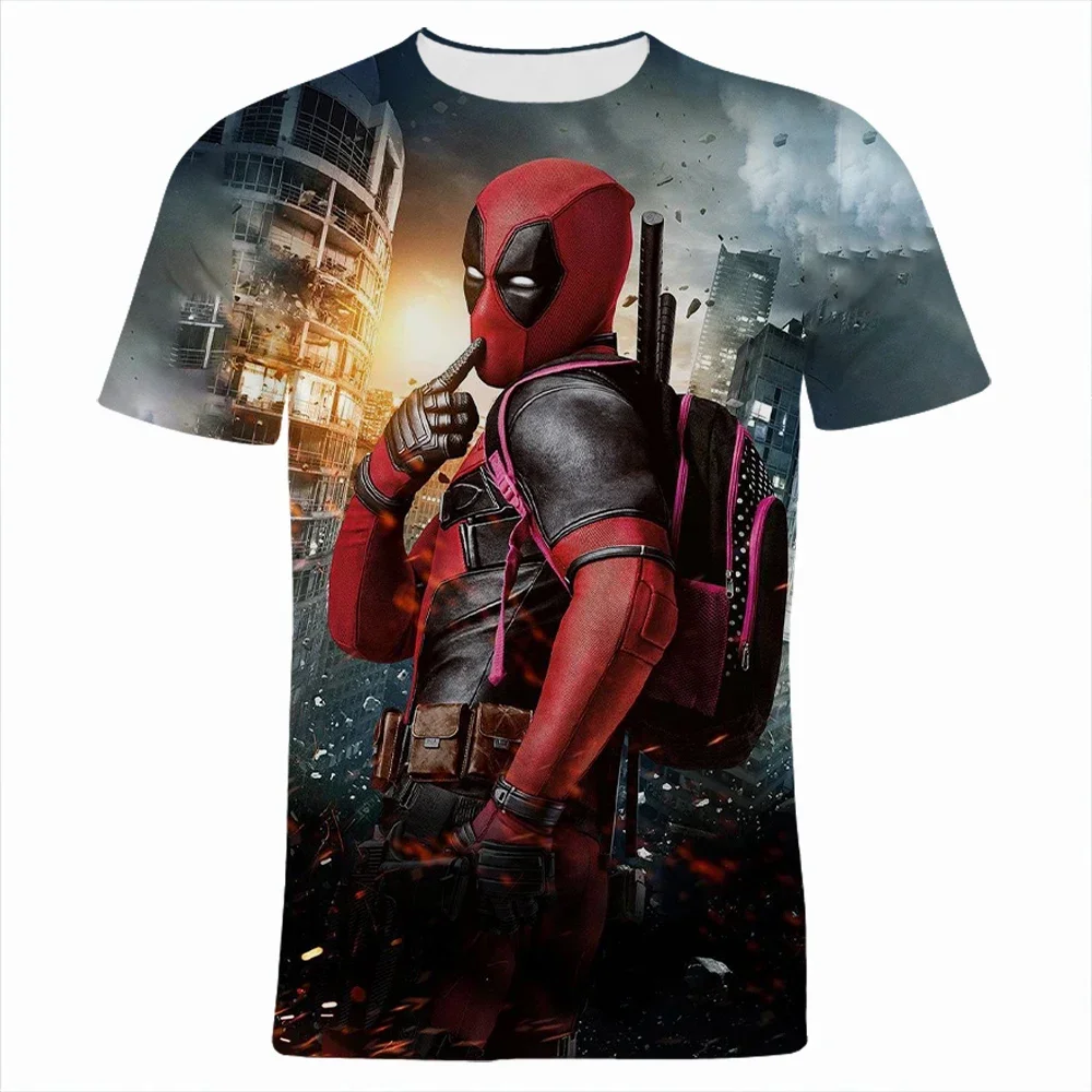 

Miniso 2025 New Summer T Shirt For Men Hero Deadpool 3D Printed Women's Clothing Cool Short Sleeve Children Tee Shirts