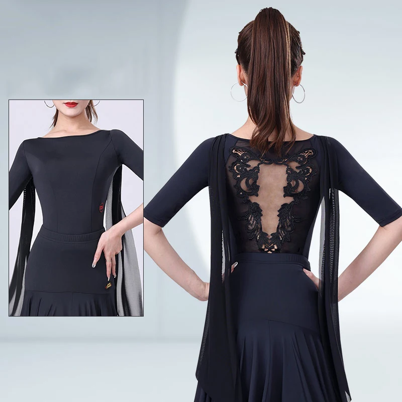 

Новинка 2025, кружевной комбинезон для бальных танцев, тренировочная одежда, платье для самбы, чачи, танго, костюмы для латинских танцев для взрослых, DN21151