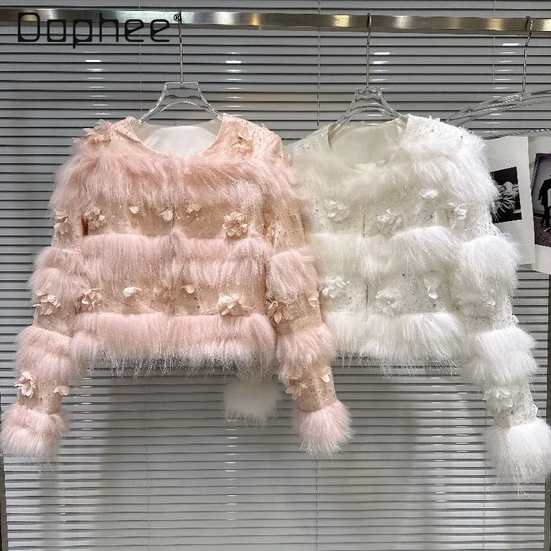 

2025 Winter New Socialite Fox Fur Patchwork Floral Down Liner Fur Short Coat French Style Petal Plush Splicing Fur Coat Women