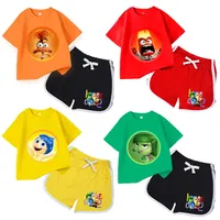 Inside Out 2 Children's Clothing Set Anger Joy Sadness Anxiety Boy Girl Outfits Loungewear Disney Cartoon Top and Bottom Suit