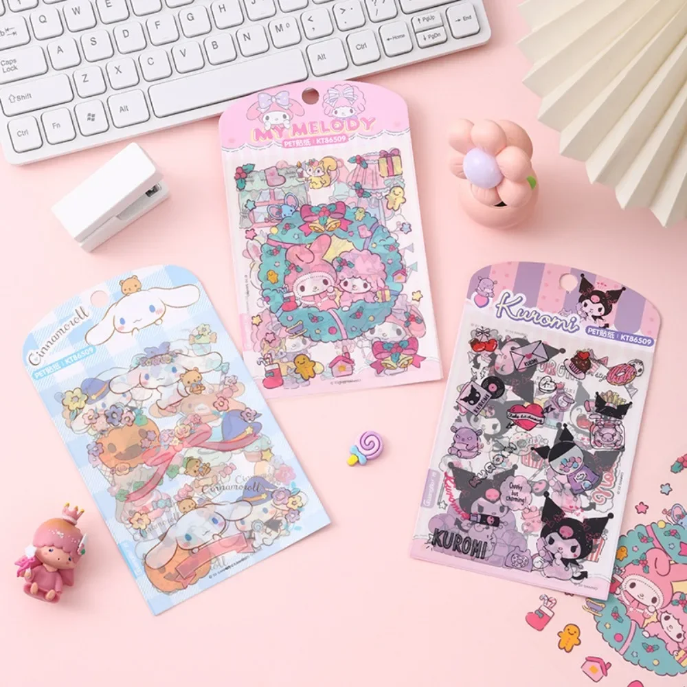 อะนิเมะ Sanrio อุปกรณ์ต่อพ่วง Kawaii น่ารัก Kuromi paster การ์ตูน DIY นักเรียนไดอารี่วัสดุตกแต่งเคสโทรศัพท์มือถือของขวัญเทศกาล