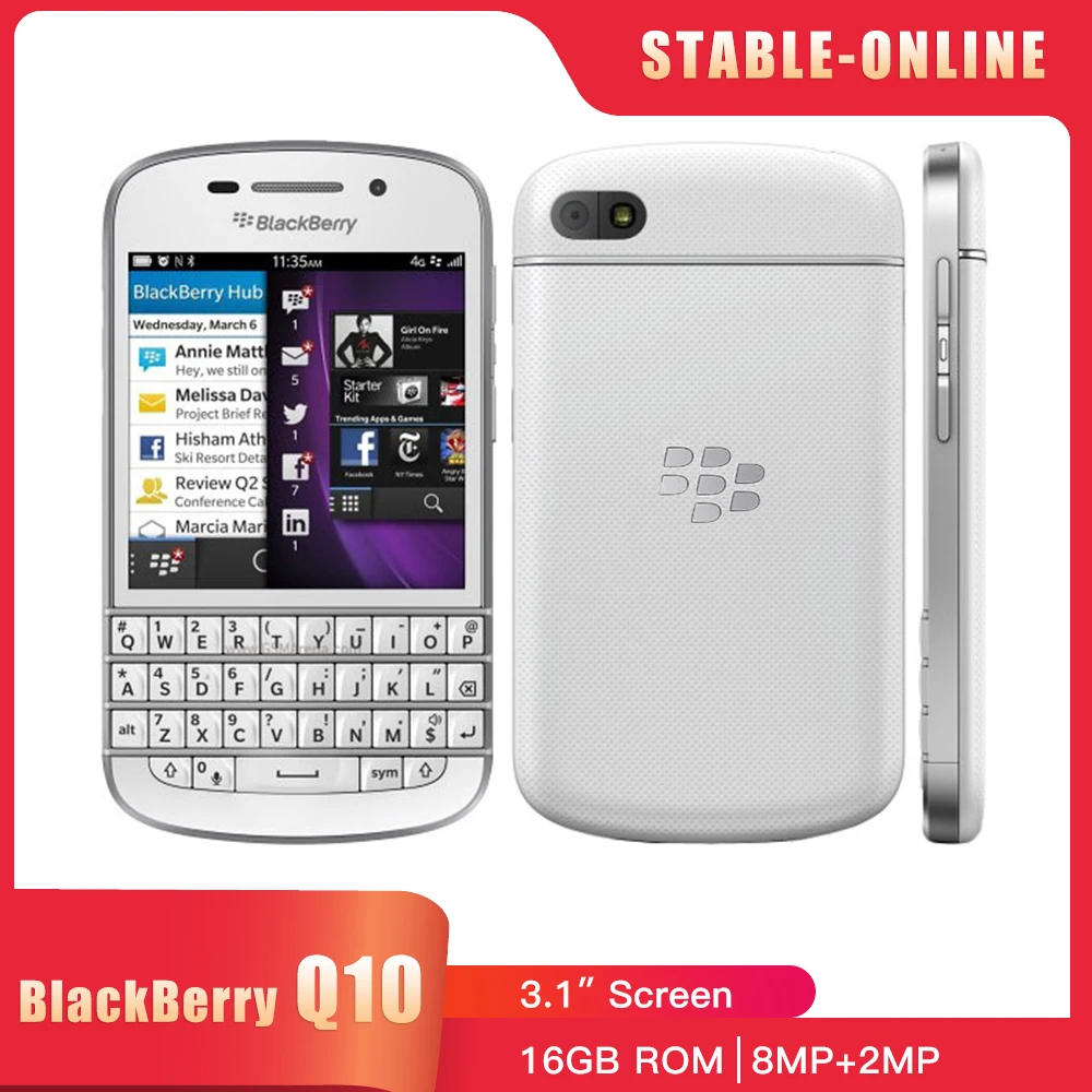 Original Blackberry Q10 4G LTE Mobile Phone 2GB+16GB 3.1