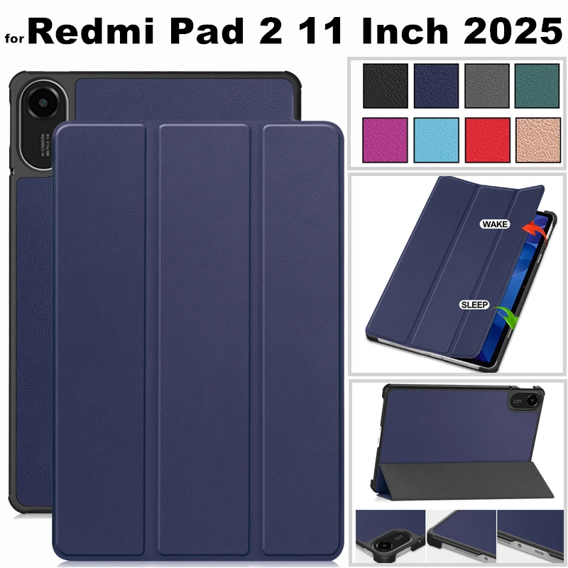 for Xiaomi Redmi Pad 2 Pad2 Tablet 11 Inch 2025 Cover PU Leather Case with Auto Wake Function Stand Flip Case