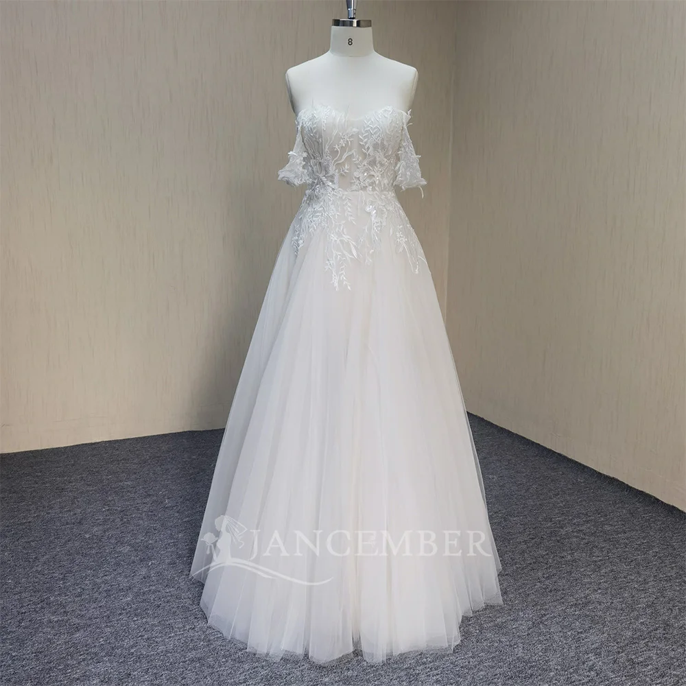 

Exquisite Floor-Length Lace A-Line Wedding Dress Customized Romantic Scoop Neck Beading Cap Sleeves Vintage Bridal Gown