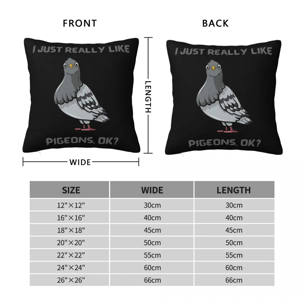 I Just Really Like Pigeons Square Pillowcase Polyester Linen Velvet Printed Zip Decor Throw Pillow Case Home Cushion Cover