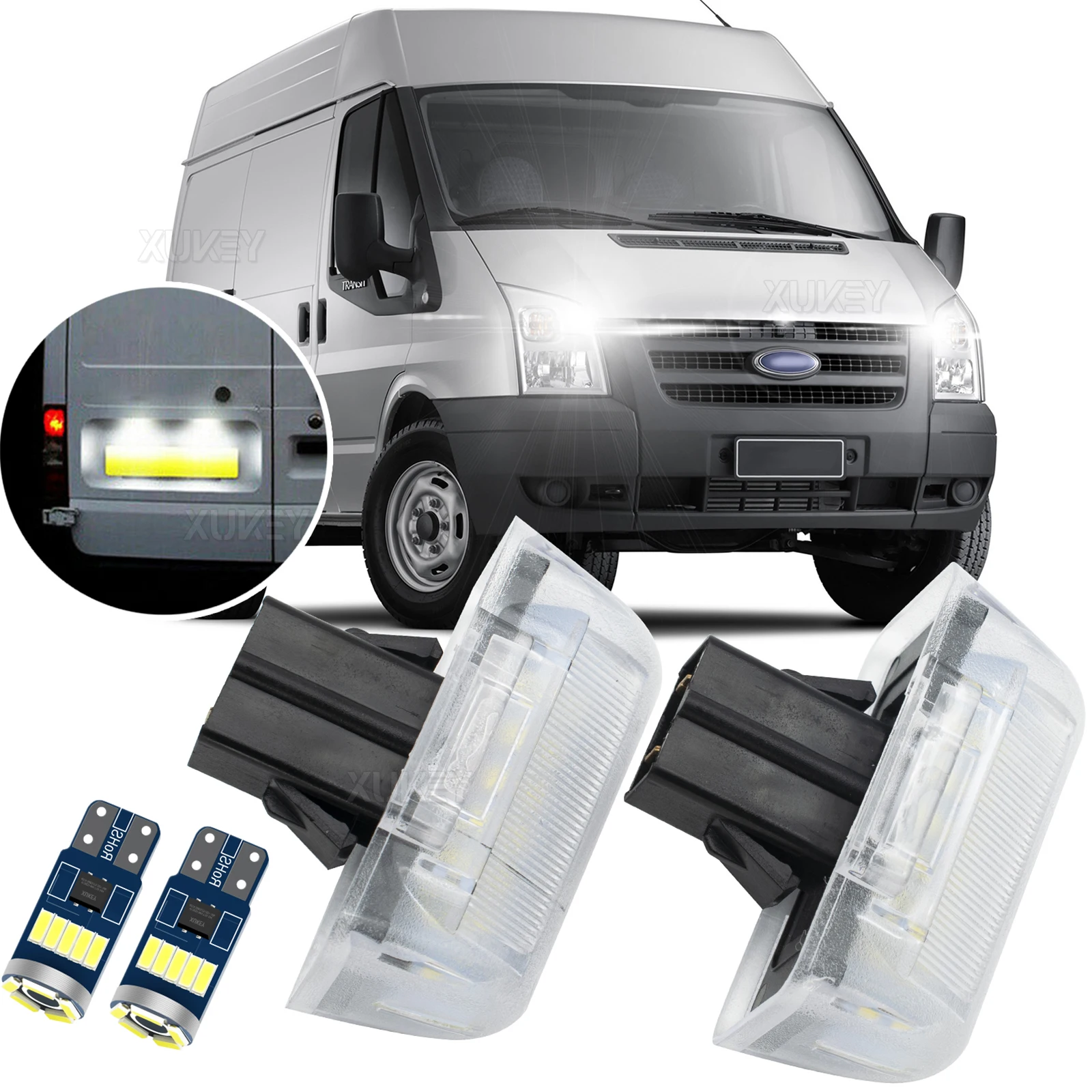 4Pc Free Side Parking Light Bulbs & LED License Number Plate Light For Ford Transit MK6 MK7 1985-2013 Connect 02-13 OEM#4388111