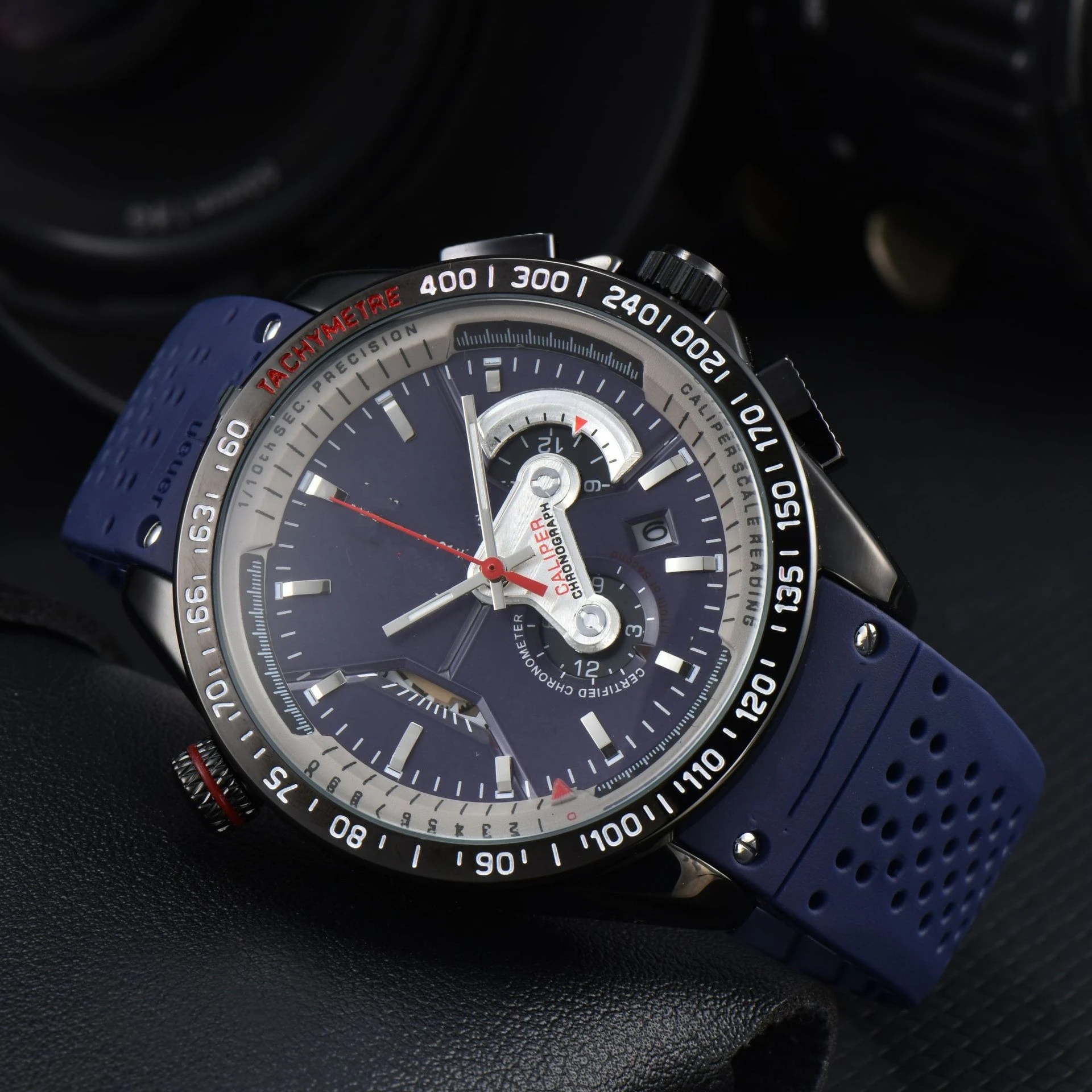 ساعة رجالي فاخرة متعددة الوظائف كرونوغراف حركة كوارتز سيليكون باند الهيب هوب العصرية ساعة يد رياضية عالية الجودة عادية #6