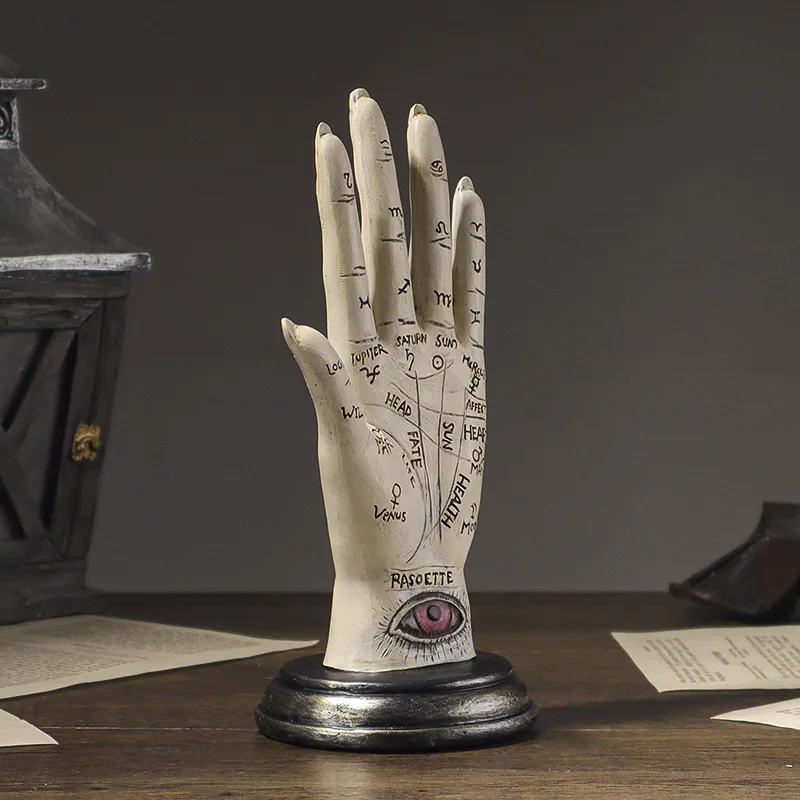 Fortune Teller Palmistry Hand Palm Figurine sensitive Fortune Teller anelli di chirologia supporto accessori per la decorazione della scrivania