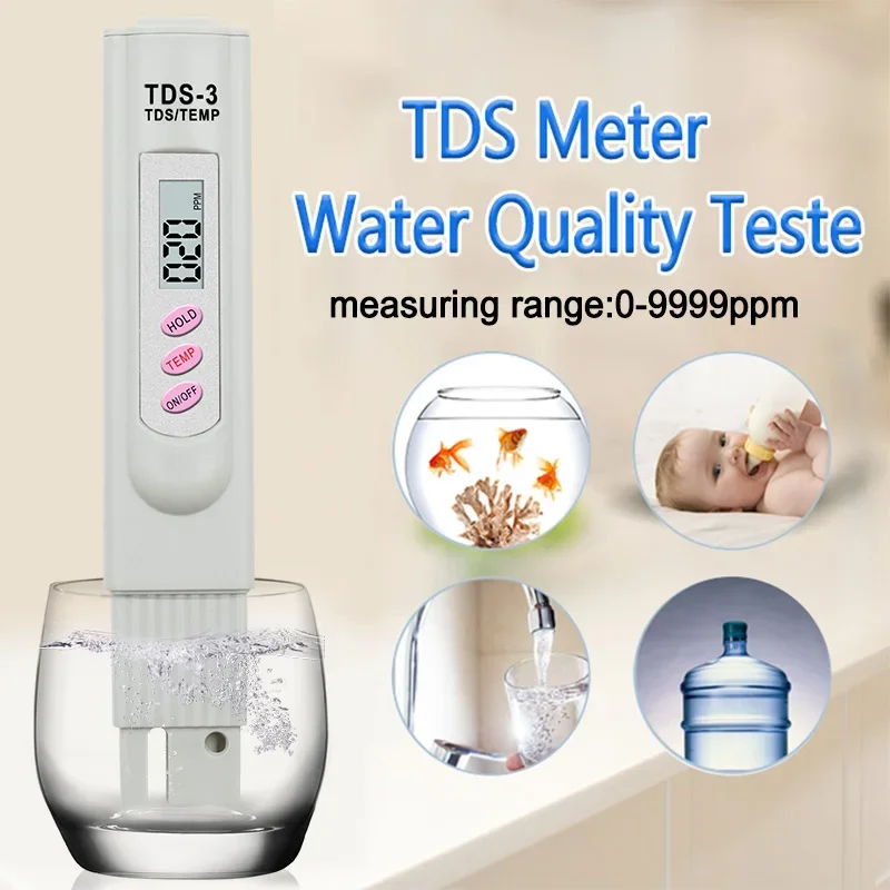 TDS  TEMP Water Quality Monitoring Pen with LCD Display and High Precision Acidity Meter