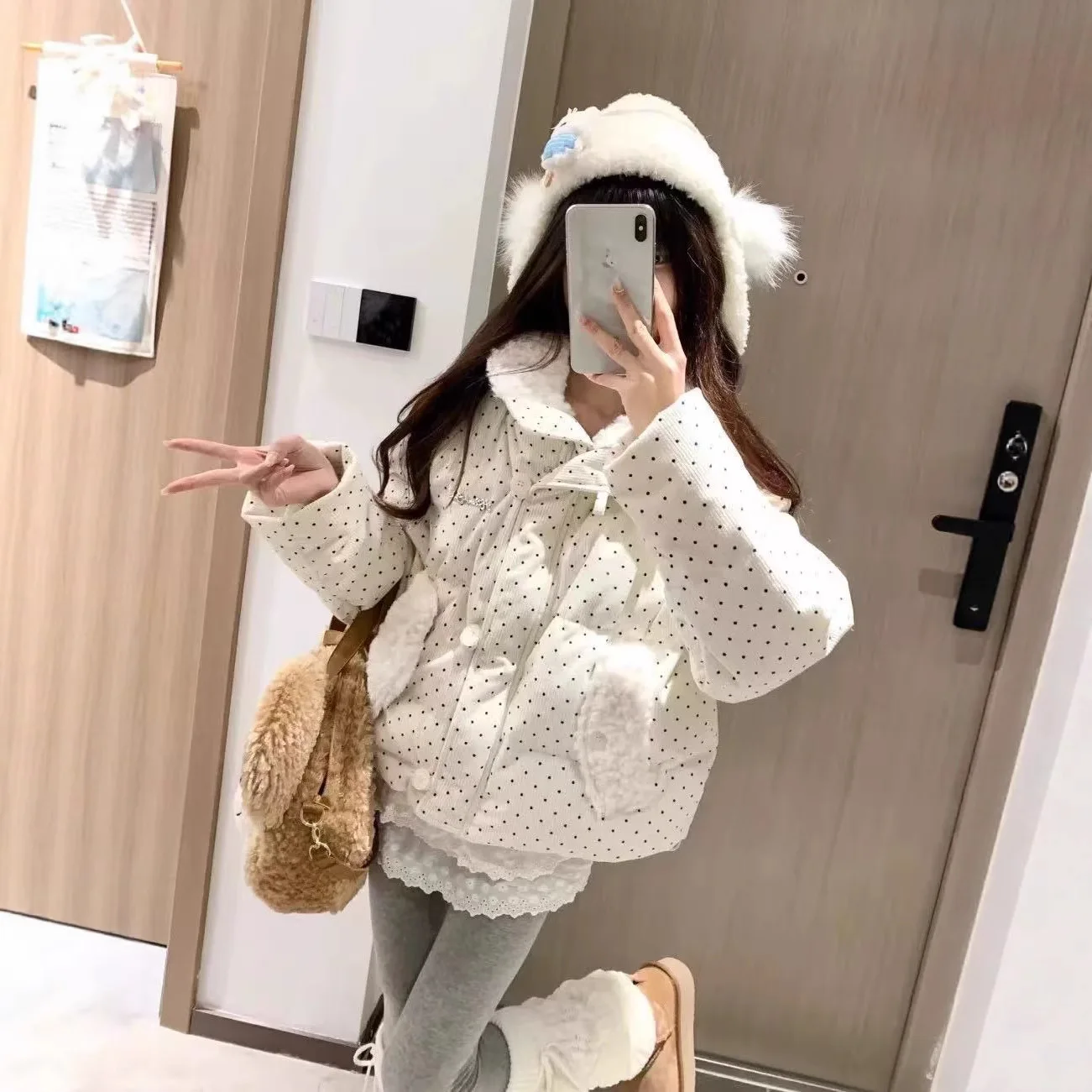 Veste d'hiver Version coréenne pour femmes, vêtements d'étudiant Kawaii, hauts chauds et confortables, amples et épais, vêtements d'extérieur d'hiver pour femmes