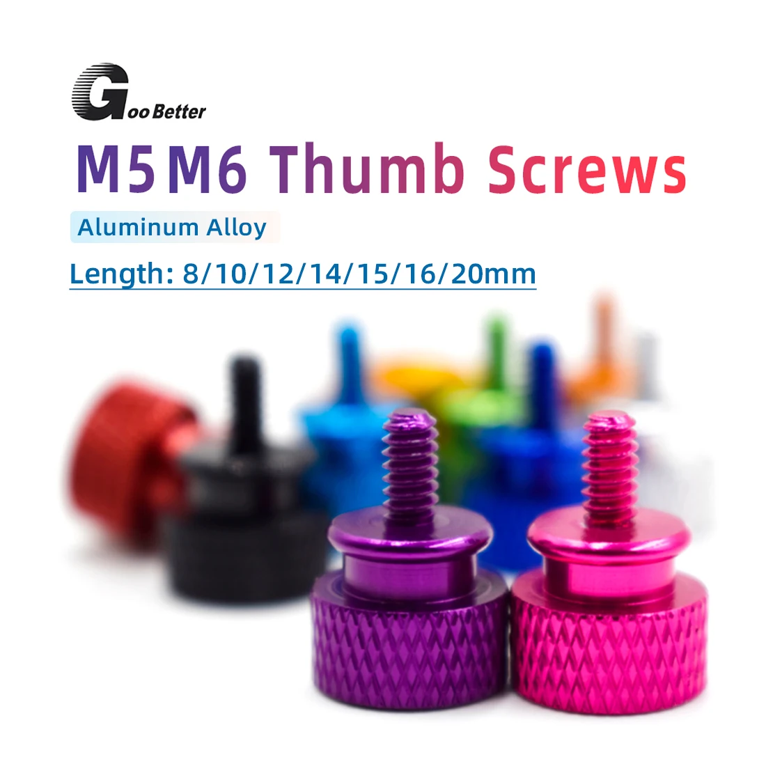 

M4 M5 PC Case Screws,2Pcs Aluminum Alloy Knurled Head Hand-tightened Finger Screws, Stepped Colored 10 Colors Available