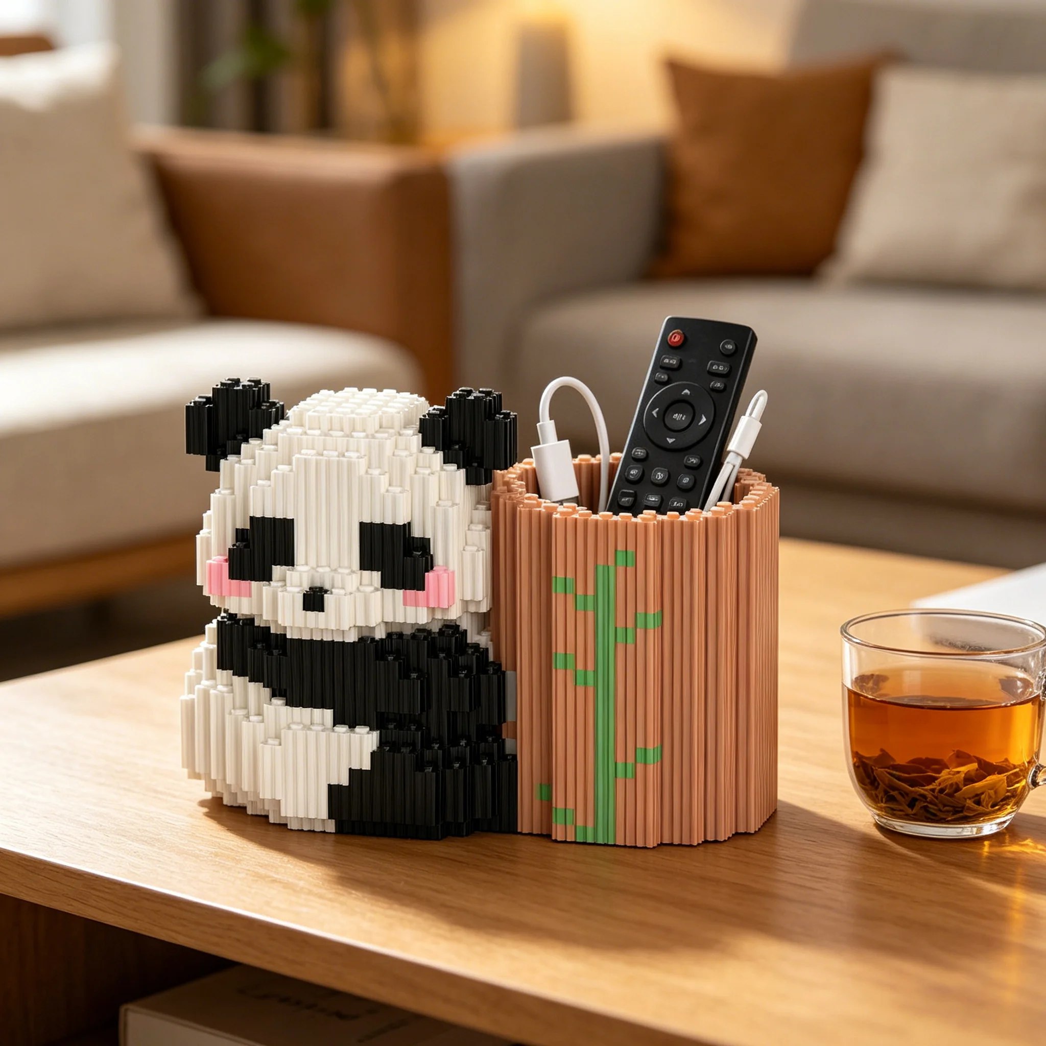 Cute Panda Pen Holder Building Blocks Set DIY Assembly Desk Organizer Cute Animal Pencil Cup Functional Home Office Decor Gift