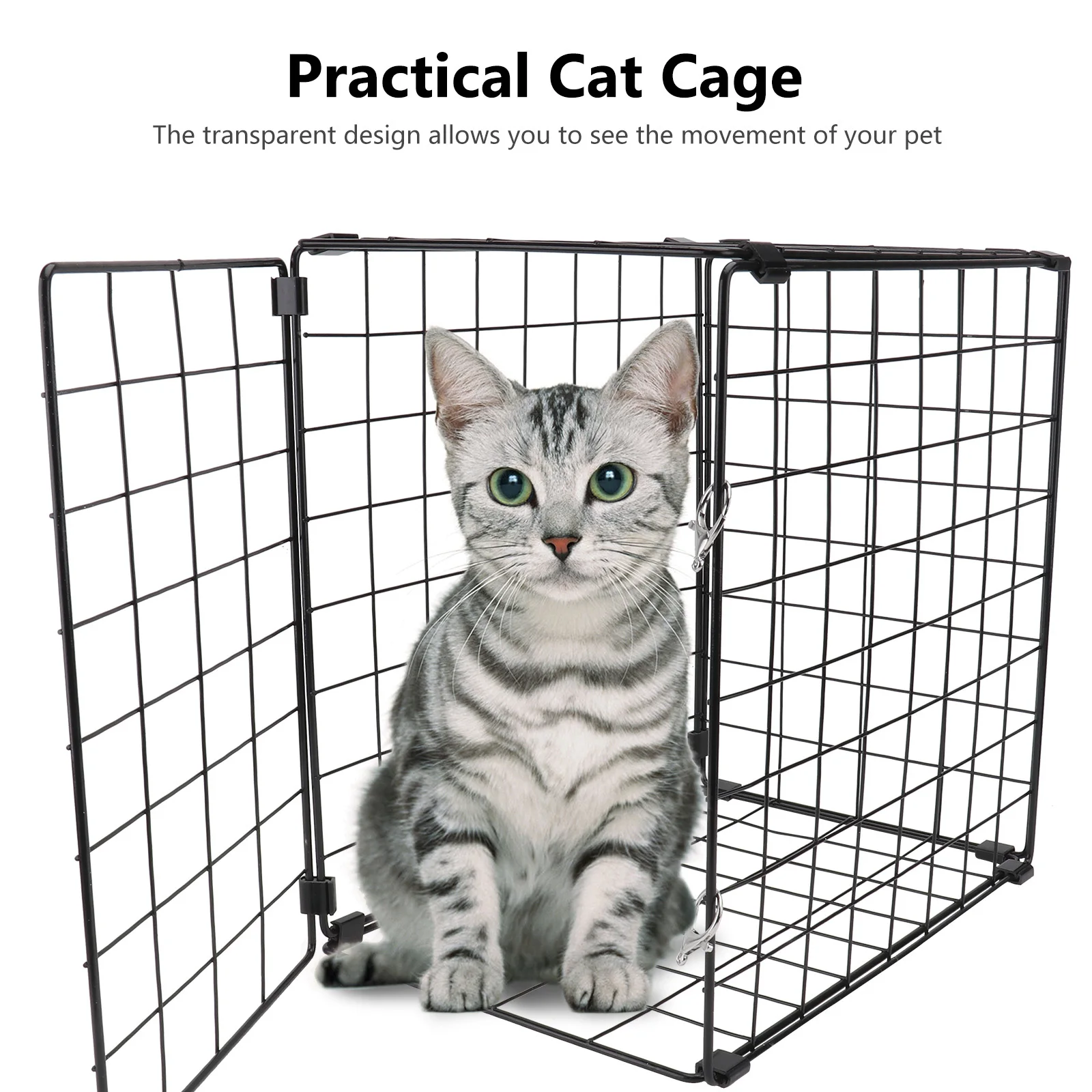 

1Pcs Transparent Pet Cage Durable Foldable Cat Carrier Suitable for 3kg Cats Hair Blowing Protection Car Travel Supplies