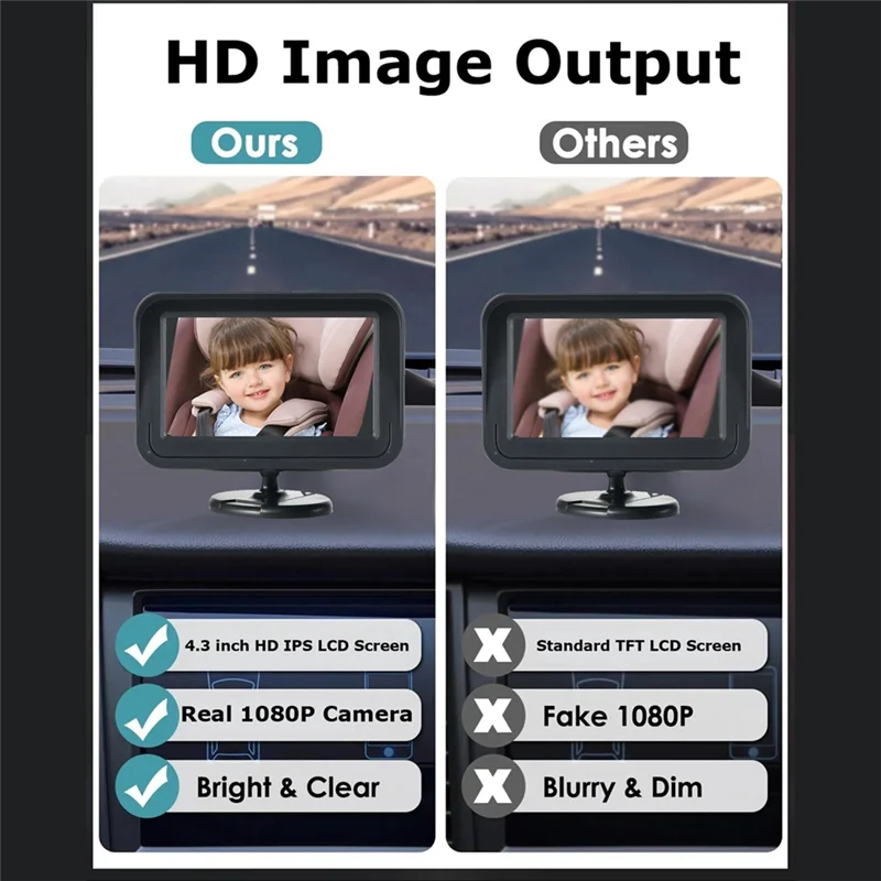B03B-Secure Baby Nanny Monitor de vídeo para carro de 4,3 polegadas com visão noturna e conversa de áudio