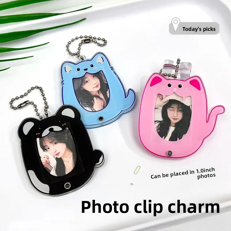 

Creative Cat Photo Frame Keychain With High Aesthetic Value 1 Inch Idol Photo Transparent Storage Acrylic Card Bag