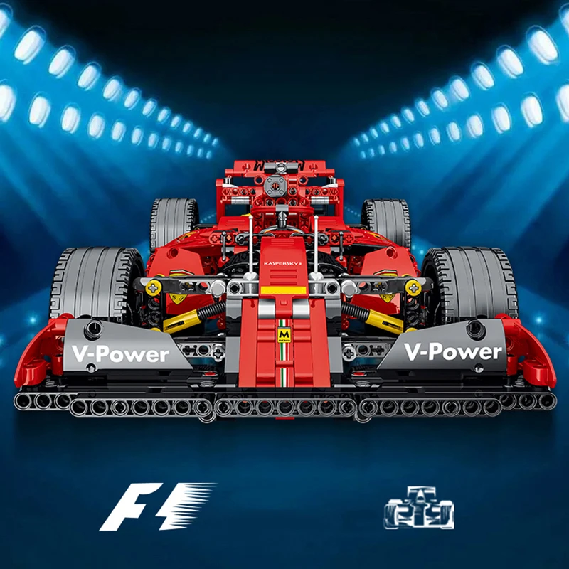 2025 New Technical Red F1 Racing Car Building Blocks Set Model MOC Assembly Vehicle Bricks Kids STEM Toys for Boy Christmas Gift image 3