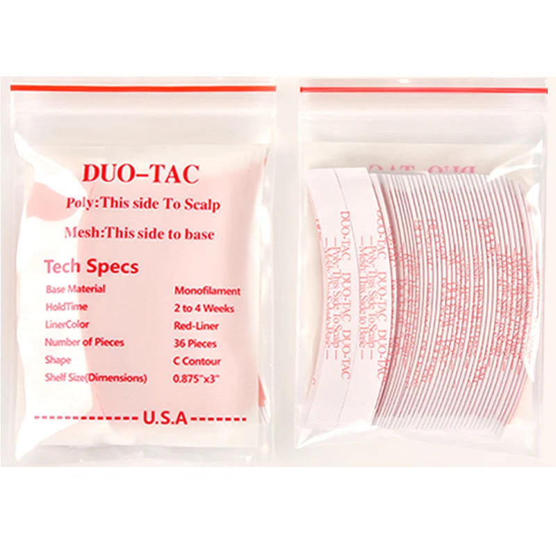 36pcs/bag DUO-TAC Red Lace Front Wig Tape Double Sided Adhesive Waterproof  Hair Tape For Toupee/Hair Extension/Lace Wig/Closure